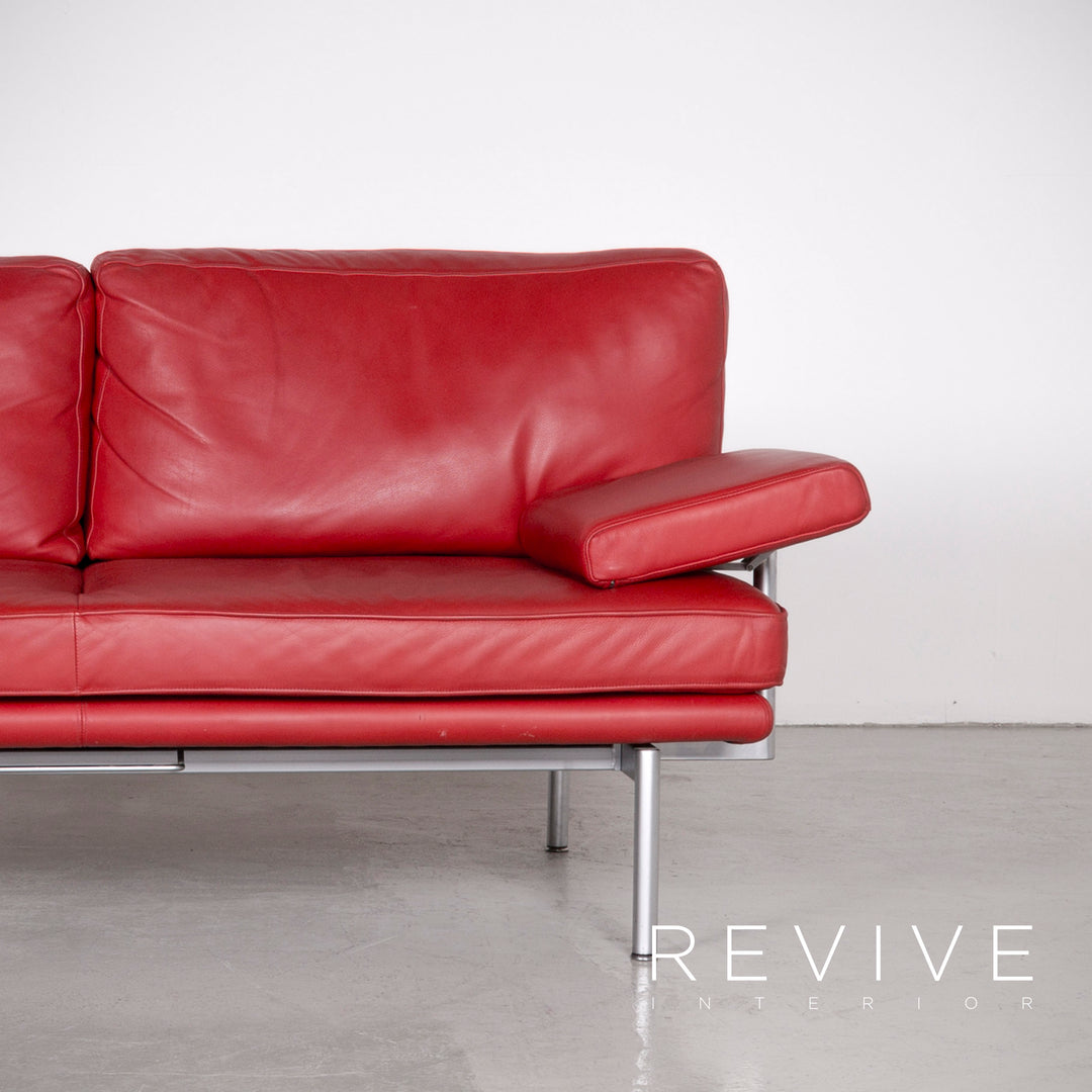 Walter Knoll Living Platform Designer Leather Sofa Red by EOOS Design Real Leather Two-Seater Couch #7070