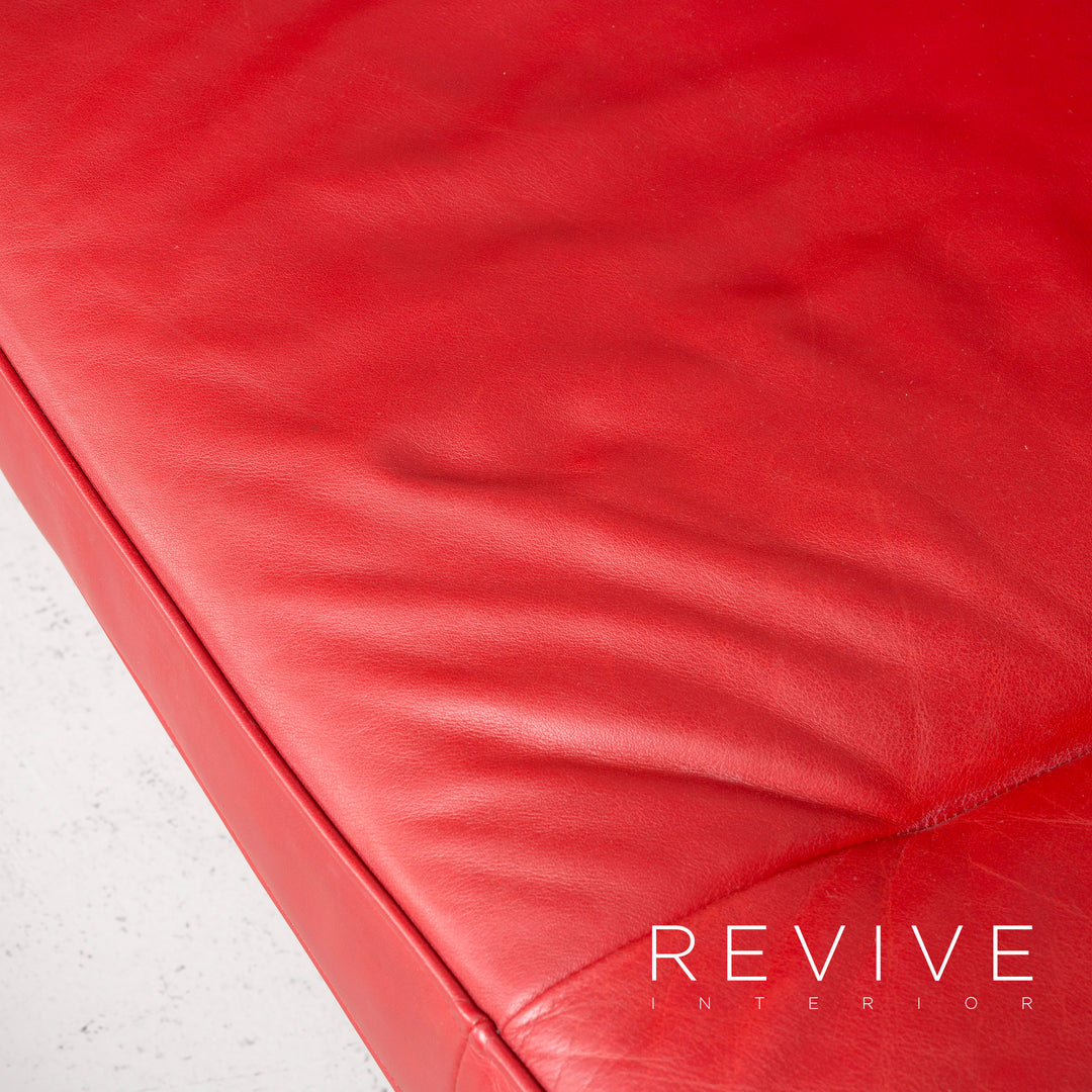 Walter Knoll Living Platform Designer Leather Sofa Red by EOOS Design Real Leather Two-Seater Couch #7070