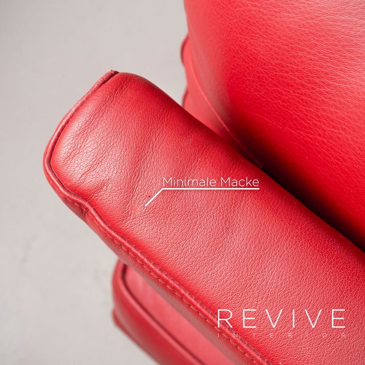 Walter Knoll Living Platform Designer Leather Sofa Red by EOOS Design Real Leather Two-Seater Couch #7070