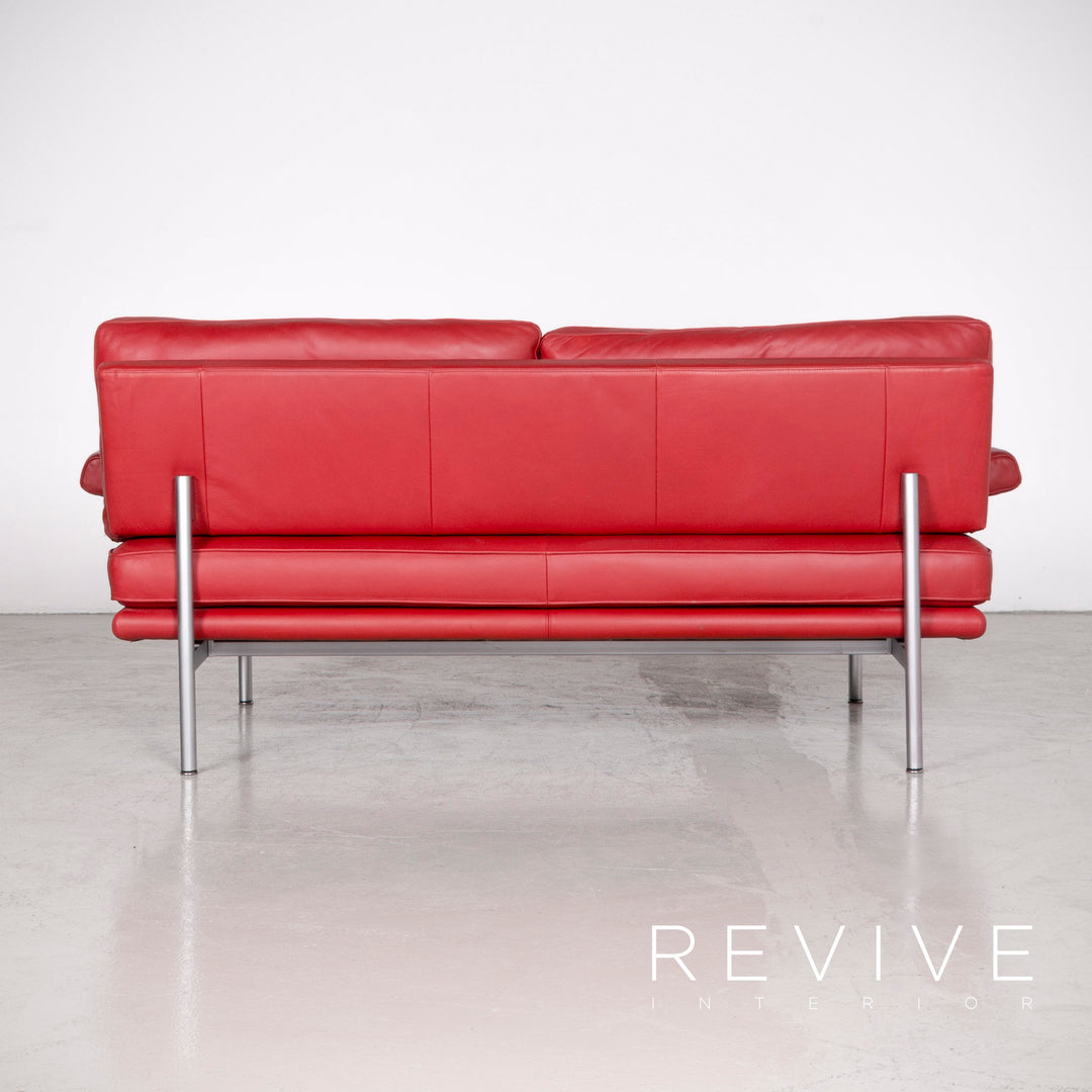 Walter Knoll Living Platform Designer Leather Sofa Red by EOOS Design Real Leather Two-Seater Couch #7070