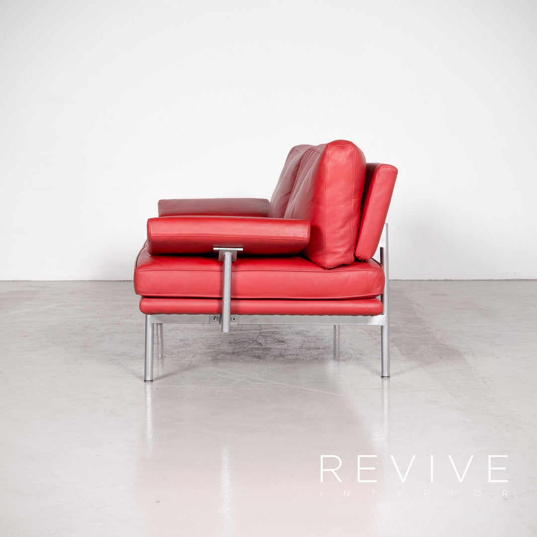 Walter Knoll Living Platform Designer Leather Sofa Red by EOOS Design Real Leather Two-Seater Couch #7070