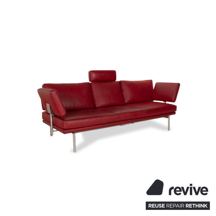 Walter Knoll Living Platform Leder Dreisitzer Rot manuelle Funktion Sofa Couch