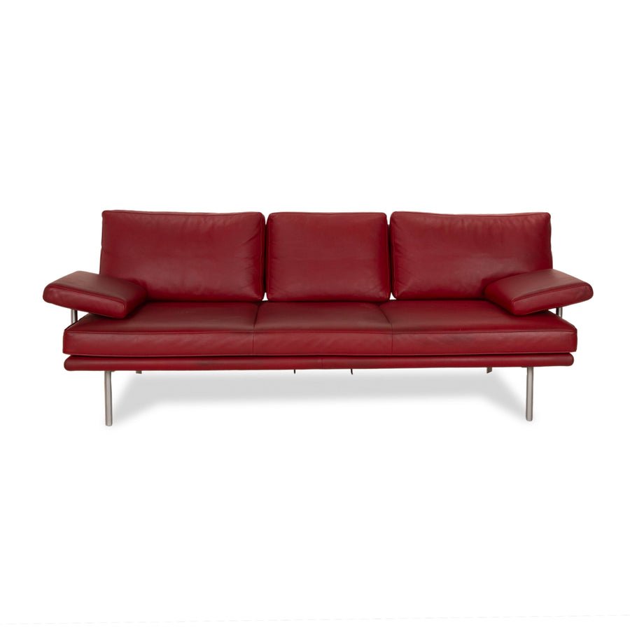 Walter Knoll Living Platform Canapé trois places en cuir rouge à fonction manuelle