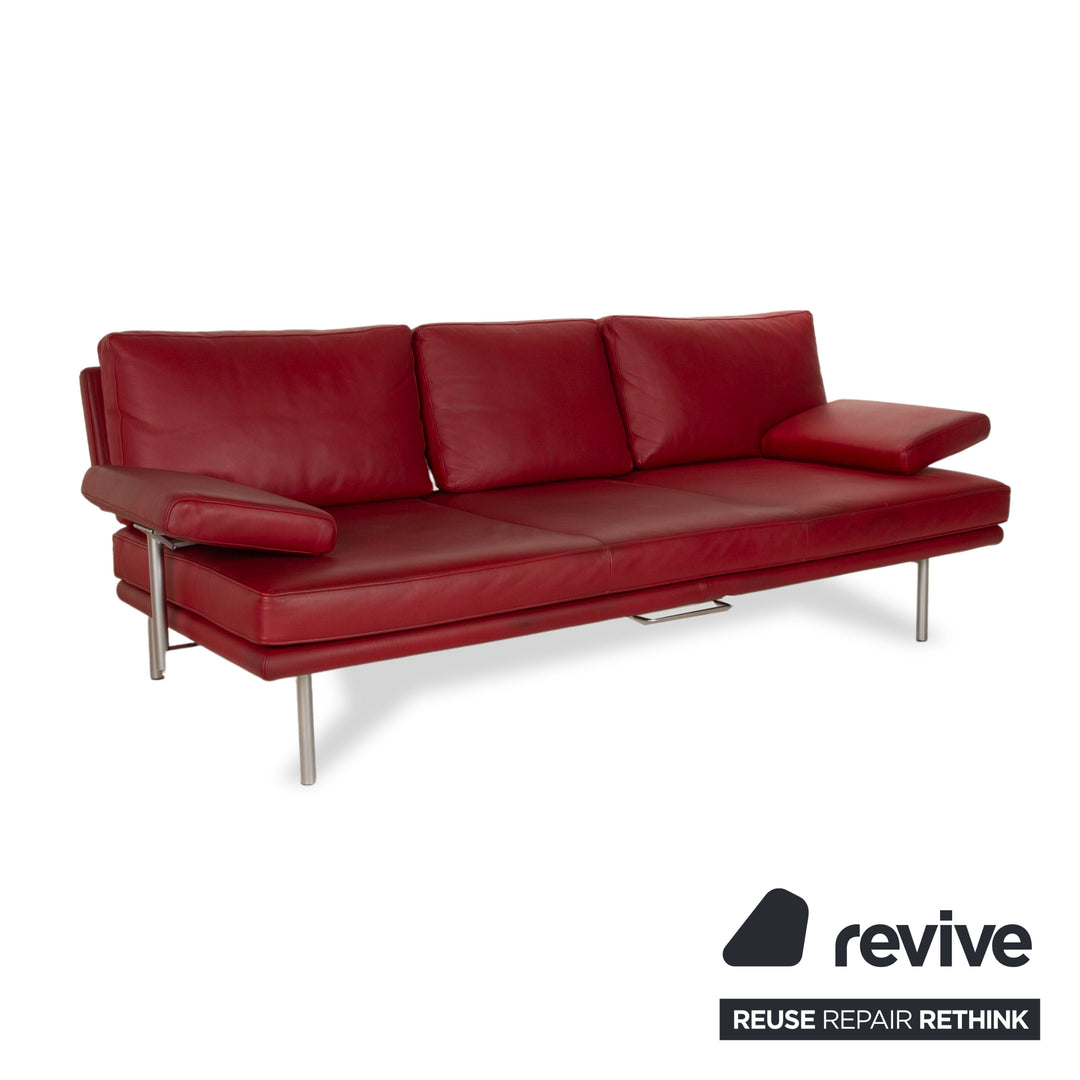 Walter Knoll Living Platform Leder Dreisitzer Rot manuelle Funktion Sofa Couch