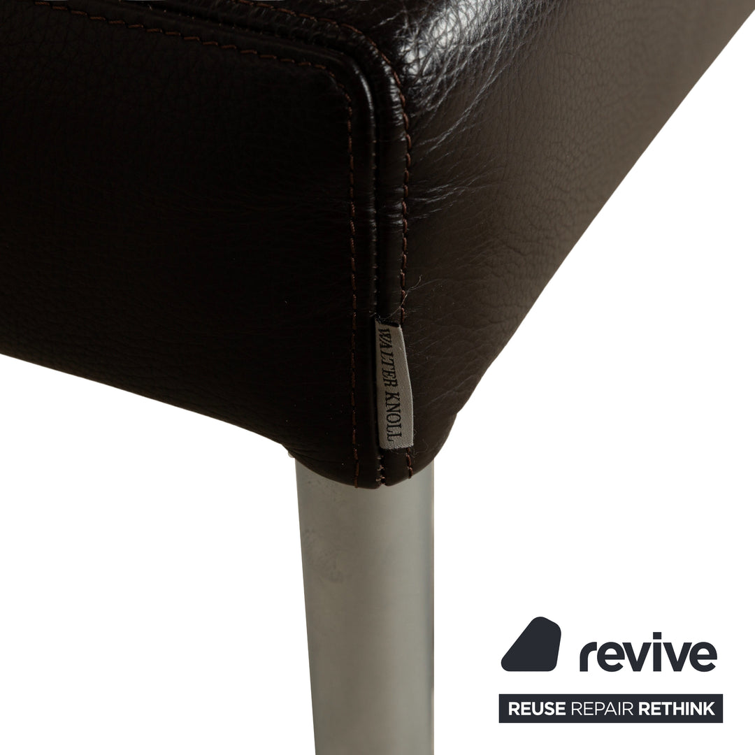 Tabouret plateforme Walter Knoll Living en cuir marron foncé