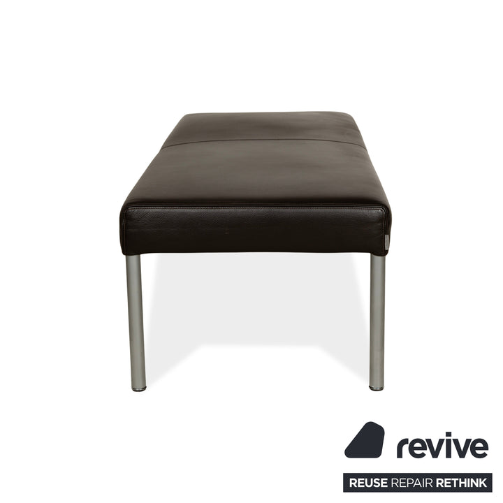 Tabouret plateforme Walter Knoll Living en cuir marron foncé