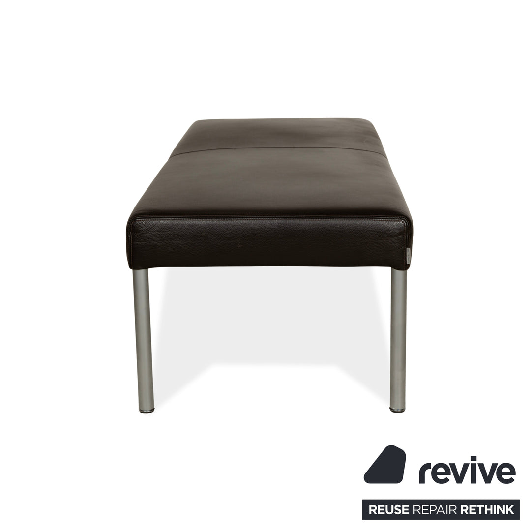 Tabouret plateforme Walter Knoll Living en cuir marron foncé