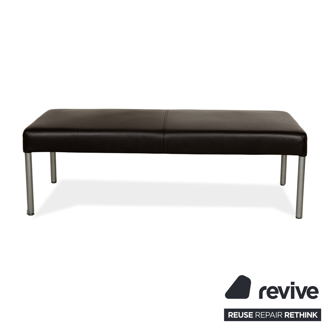 Tabouret plateforme Walter Knoll Living en cuir marron foncé