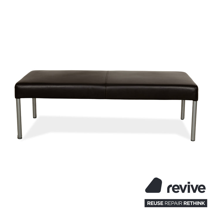 Tabouret plateforme Walter Knoll Living en cuir marron foncé