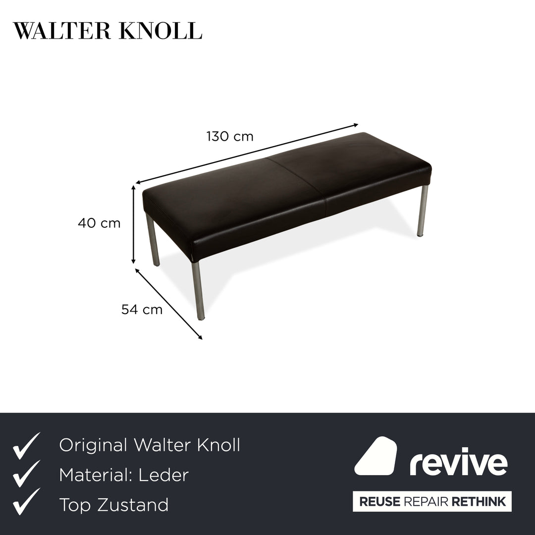 Tabouret plateforme Walter Knoll Living en cuir marron foncé
