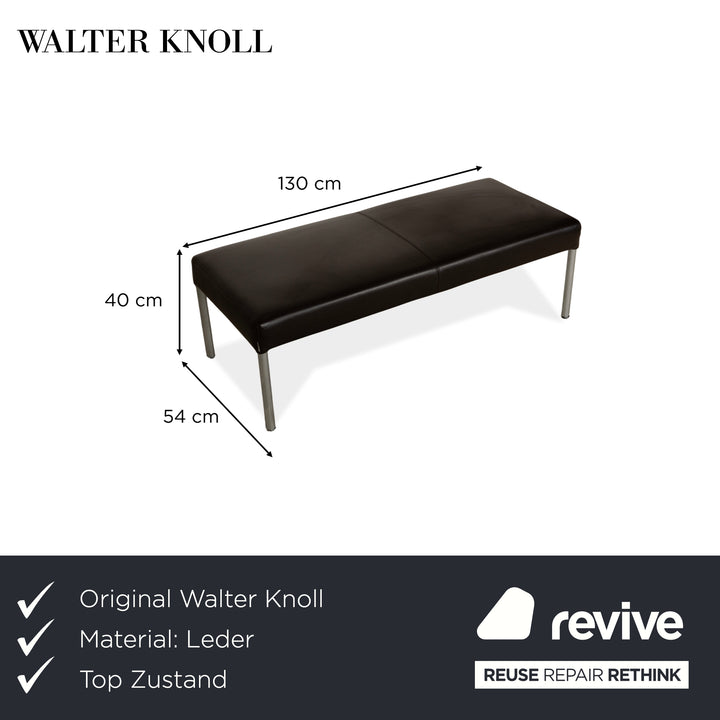Tabouret plateforme Walter Knoll Living en cuir marron foncé