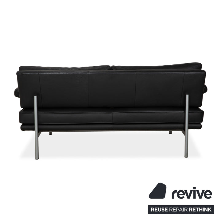 Walter Knoll Living Platform Leather Two-Seater Black Sofa Couch Manual Function