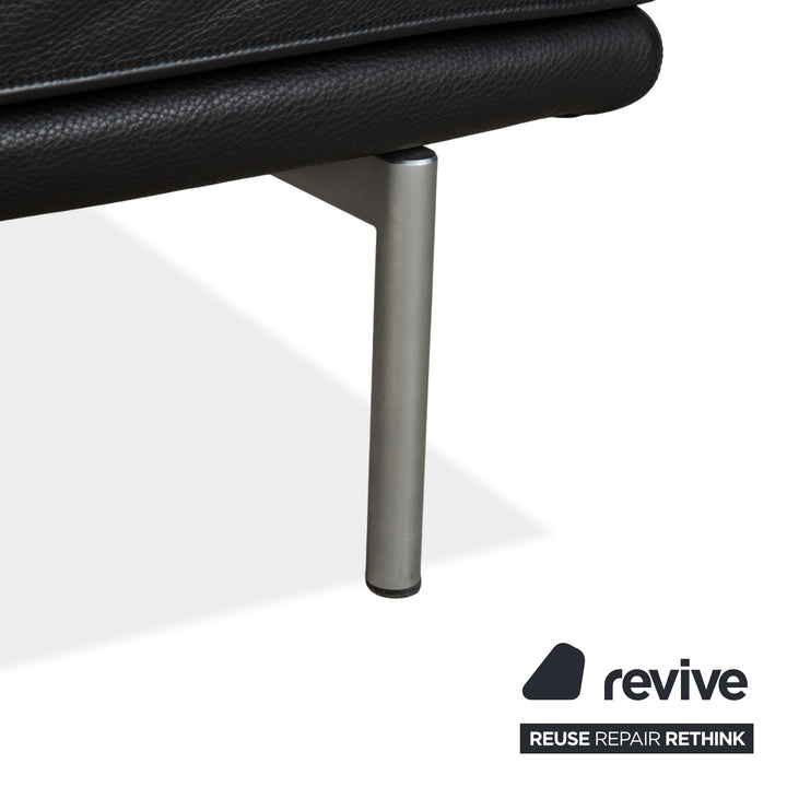 Walter Knoll Living Platform Leather Two-Seater Black Sofa Couch Manual Function