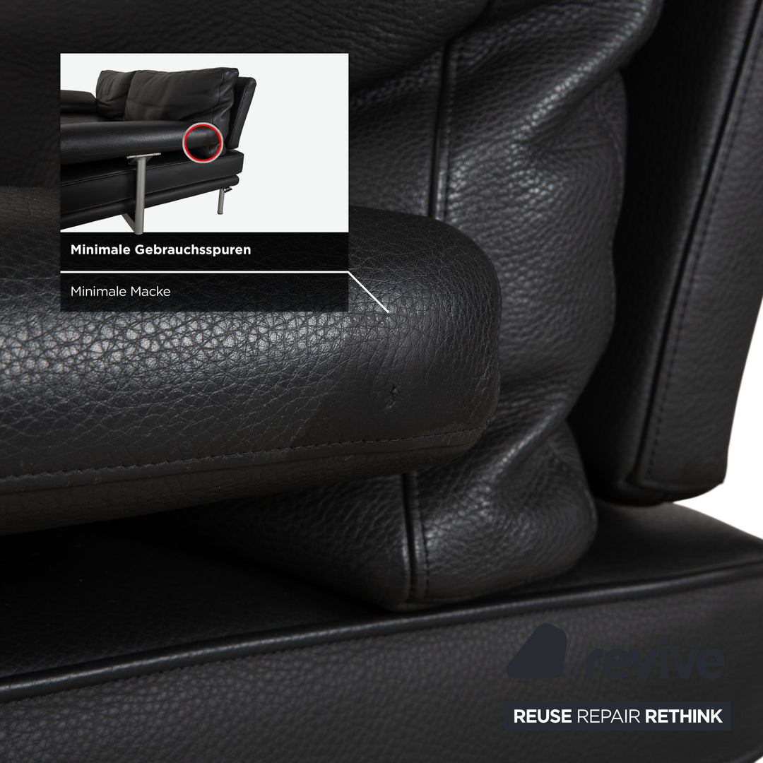 Walter Knoll Living Platform Leather Two-Seater Black Sofa Couch Manual Function