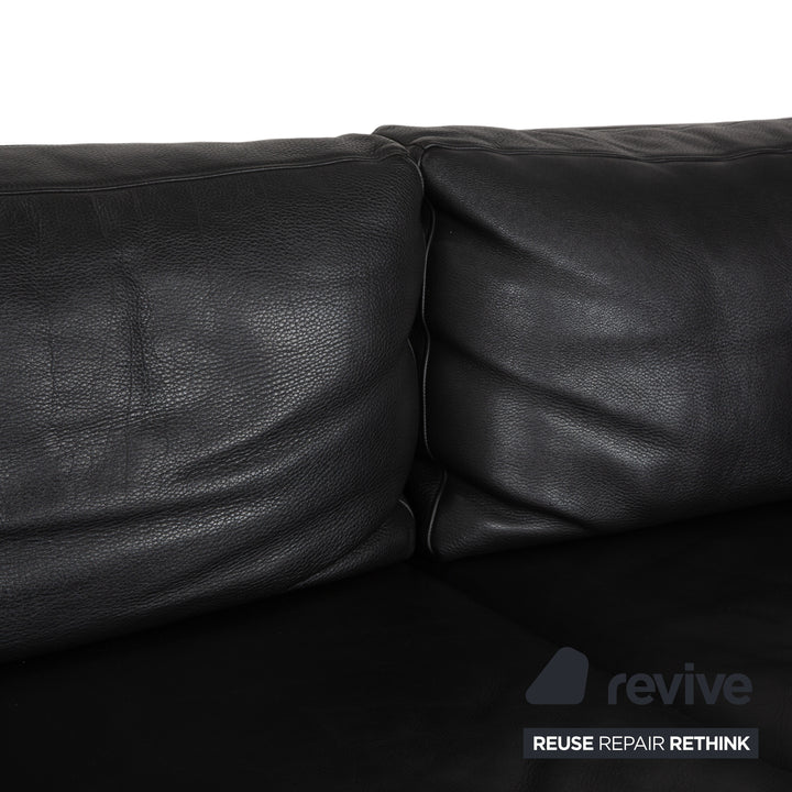 Walter Knoll Living Platform Leather Two-Seater Black Sofa Couch Manual Function