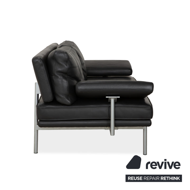 Walter Knoll Living Platform Leather Two-Seater Black Sofa Couch Manual Function
