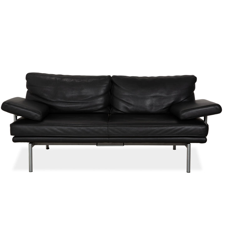 Walter Knoll Living Platform Leather Two-Seater Black Sofa Couch Manual Function