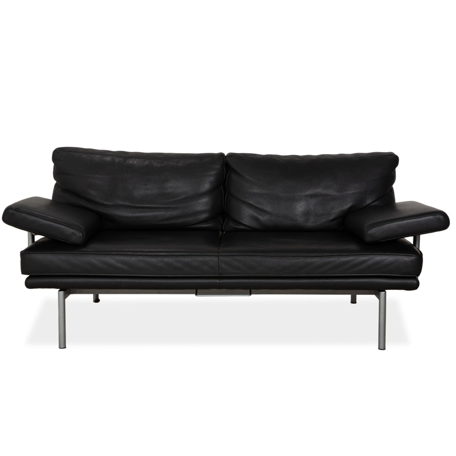 Walter Knoll Living Platform Leather Two-Seater Black Sofa Couch Manual Function