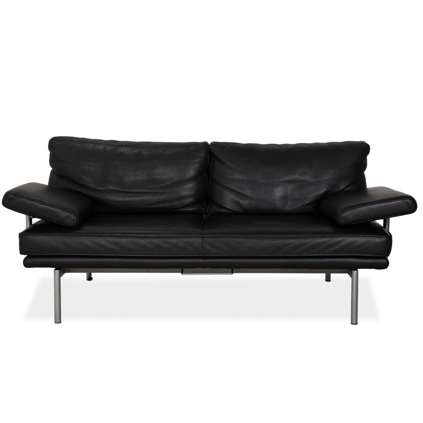 Walter Knoll Living Platform Leather Two Seater Black Sofa Couch