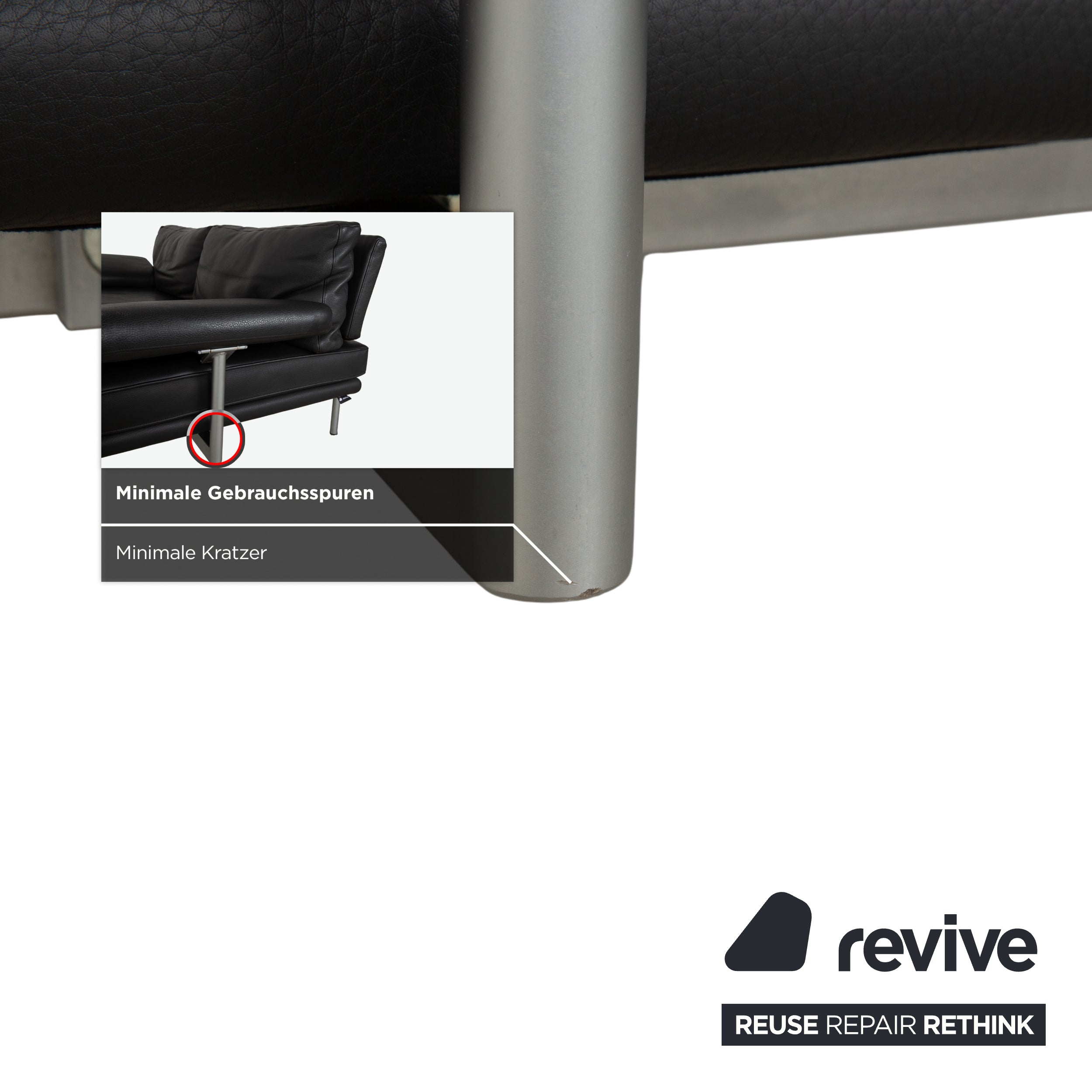 Walter Knoll Living Platform Leather Two-Seater Black Sofa Couch Manual Function