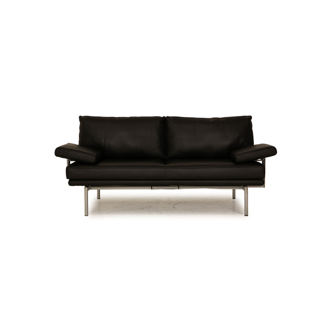 Walter Knoll Living Platform Leather Two Seater Black Sofa Couch