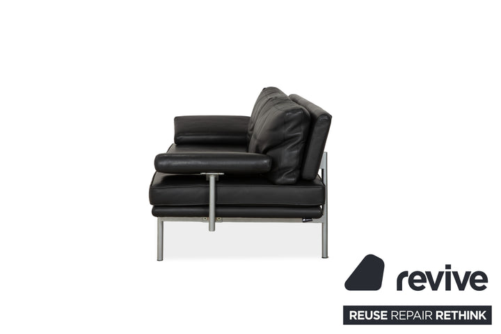 Walter Knoll Living Platform Leather Two Seater Black Sofa Couch