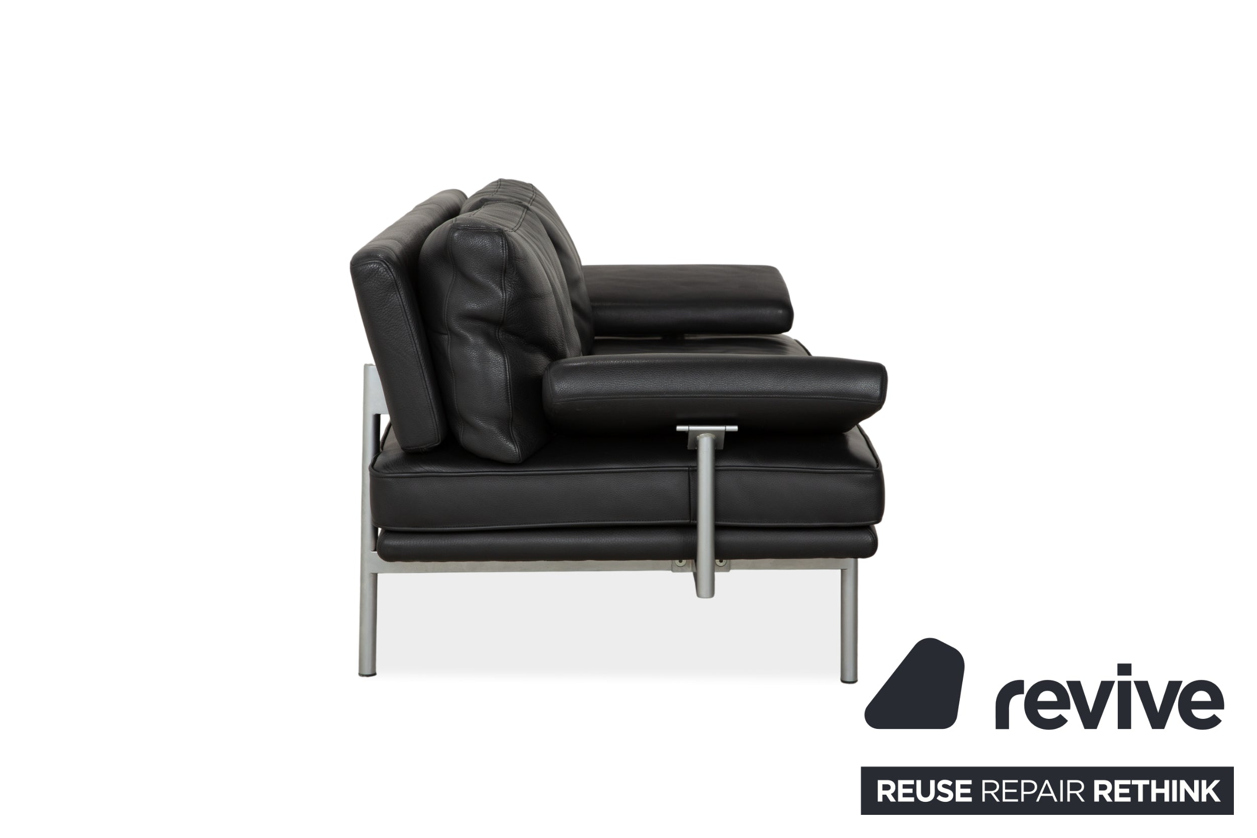 Walter Knoll Living Platform Leather Two Seater Black Sofa Couch