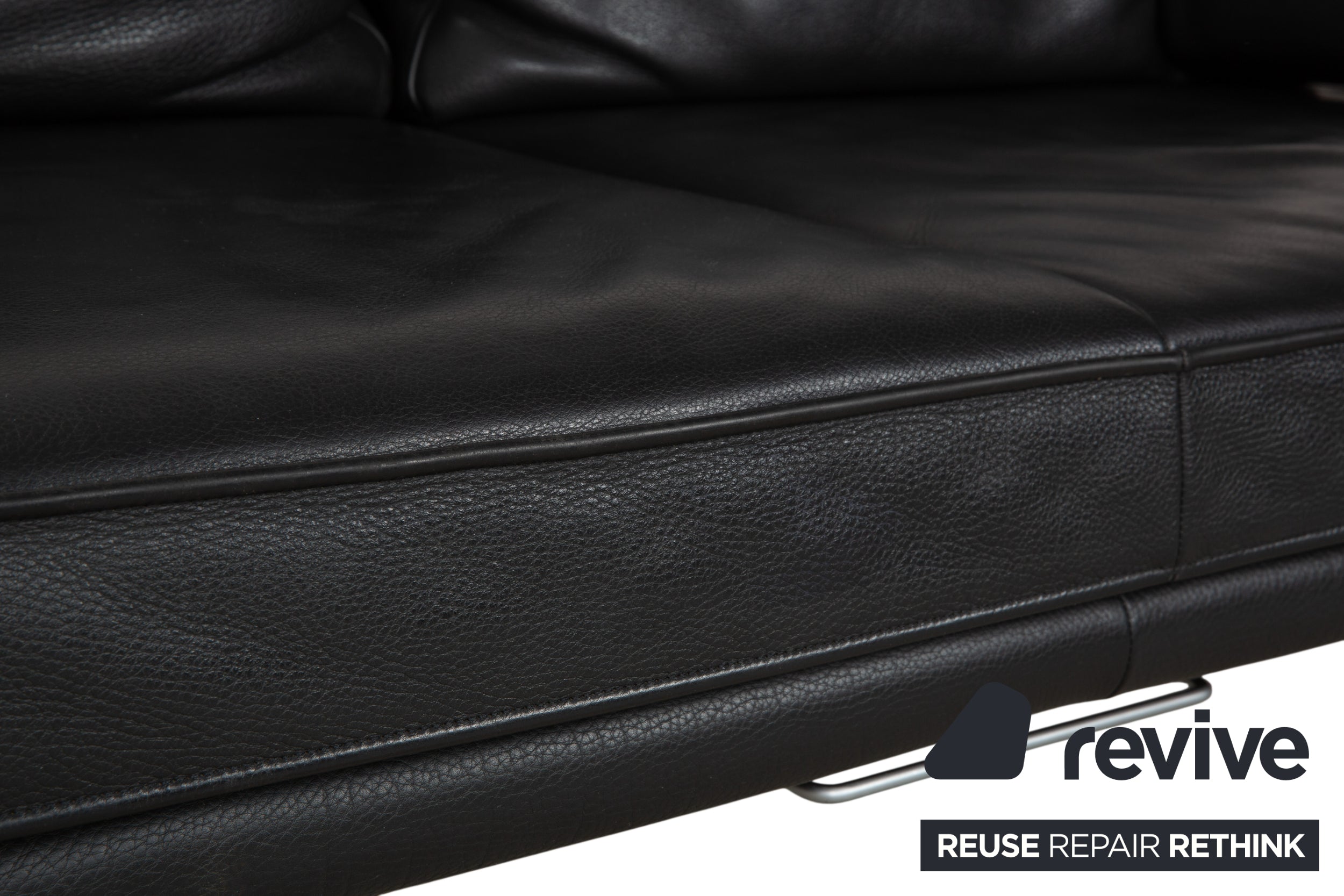 Walter Knoll Living Platform Leather Two Seater Black Sofa Couch