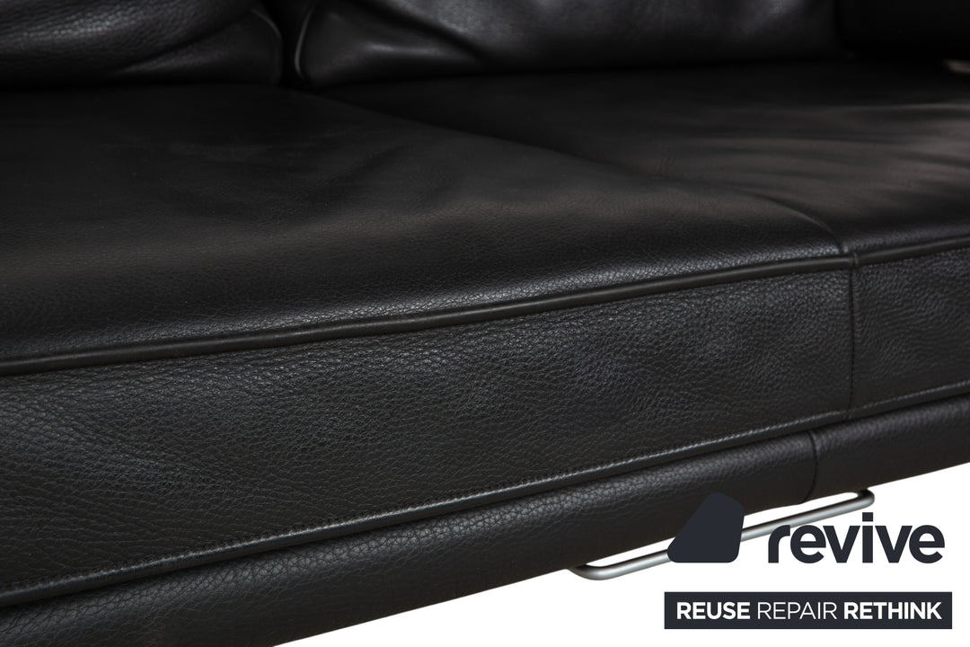 Walter Knoll Living Platform Leather Two Seater Black Sofa Couch
