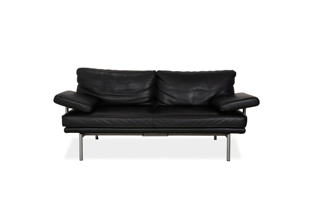 Walter Knoll Living Platform Leather Two Seater Black Sofa Couch