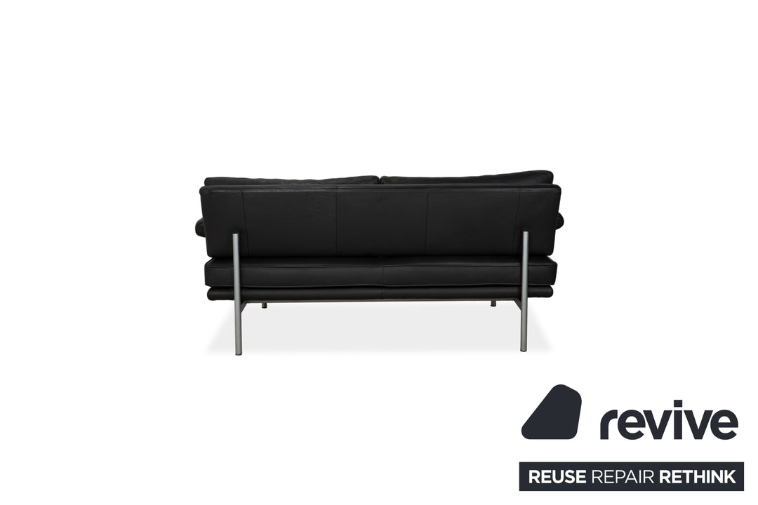 Walter Knoll Living Platform Leather Two Seater Black Sofa Couch