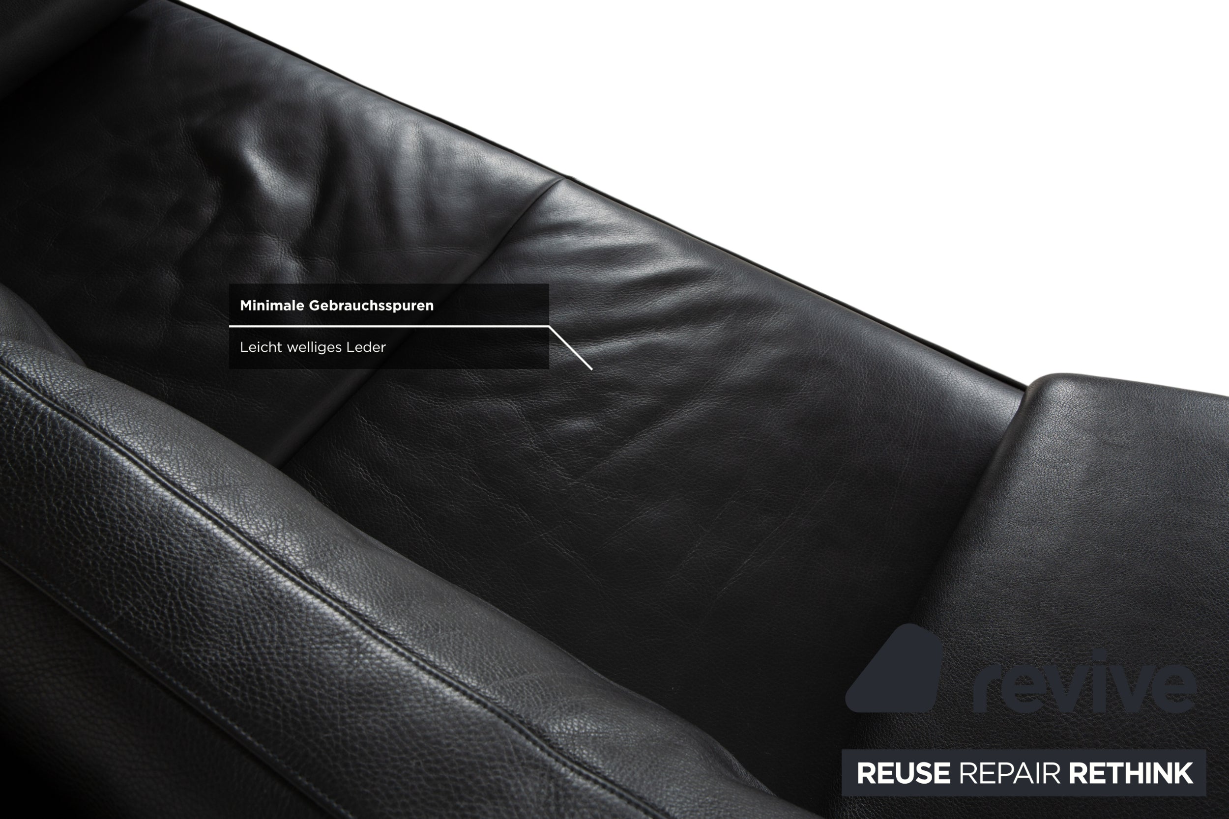 Walter Knoll Living Platform Leather Two Seater Black Sofa Couch