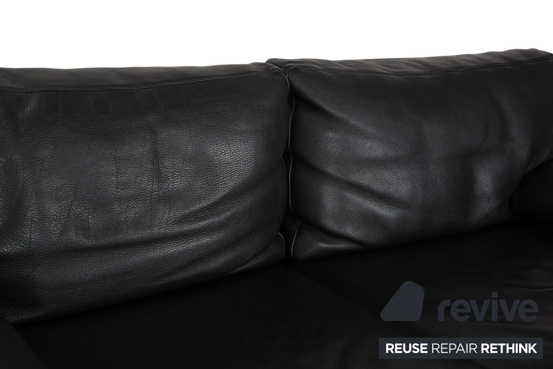 Walter Knoll Living Platform Leather Two Seater Black Sofa Couch