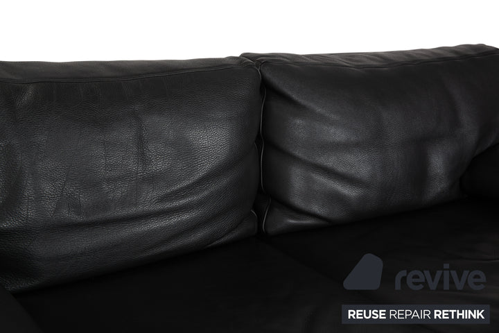 Walter Knoll Living Platform Leather Two Seater Black Sofa Couch