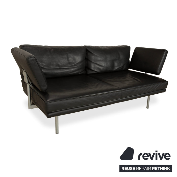 Canapé deux places en cuir noir Walter Knoll Living Platform - Fonctionnement manuel