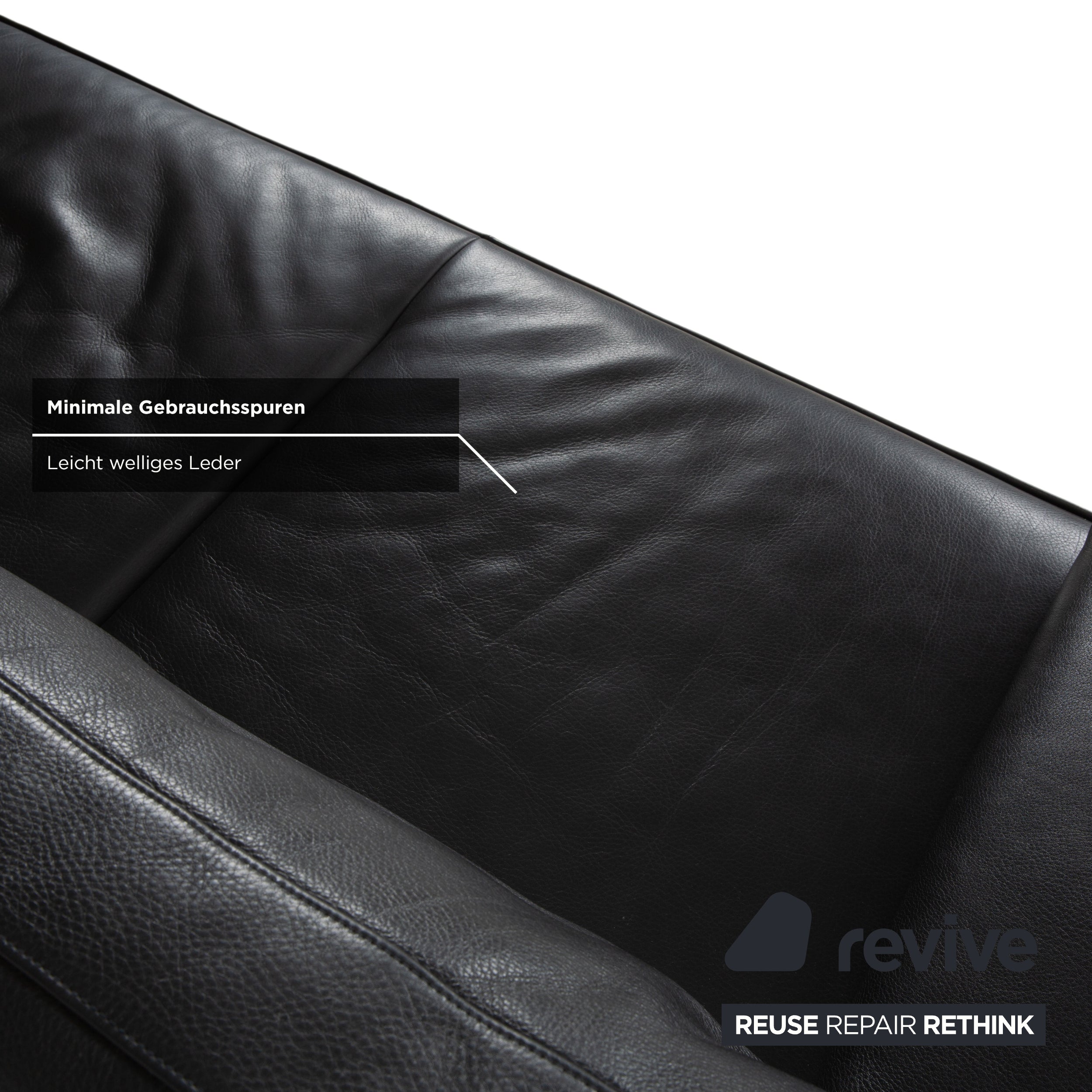 Walter Knoll Living Platform Leather Two Seater Black Sofa Couch