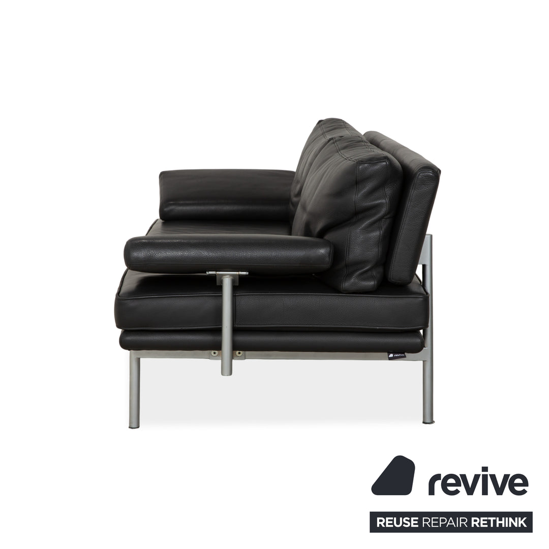 Walter Knoll Living Platform Leather Two-Seater Black Sofa Couch Manual Function