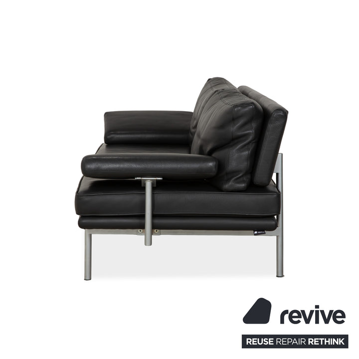 Walter Knoll Living Platform Leather Two-Seater Black Sofa Couch Manual Function