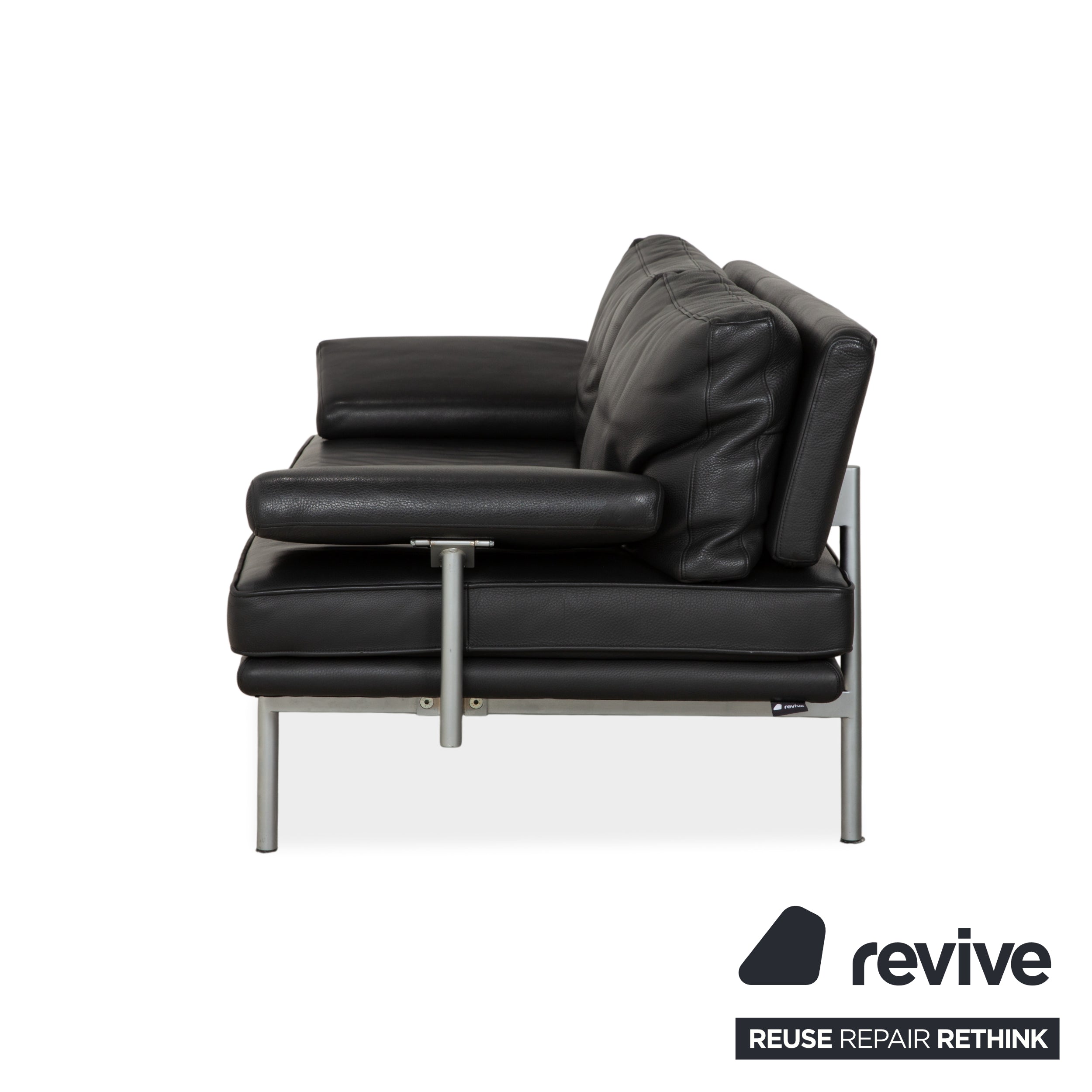 Walter Knoll Living Platform Leather Two-Seater Black Sofa Couch Manual Function