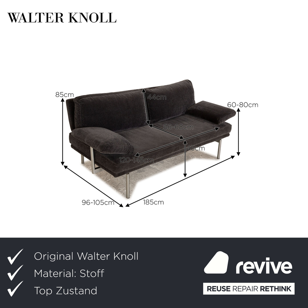 Walter Knoll Living Platform Tissu Deux Places Gris fonction manuelle