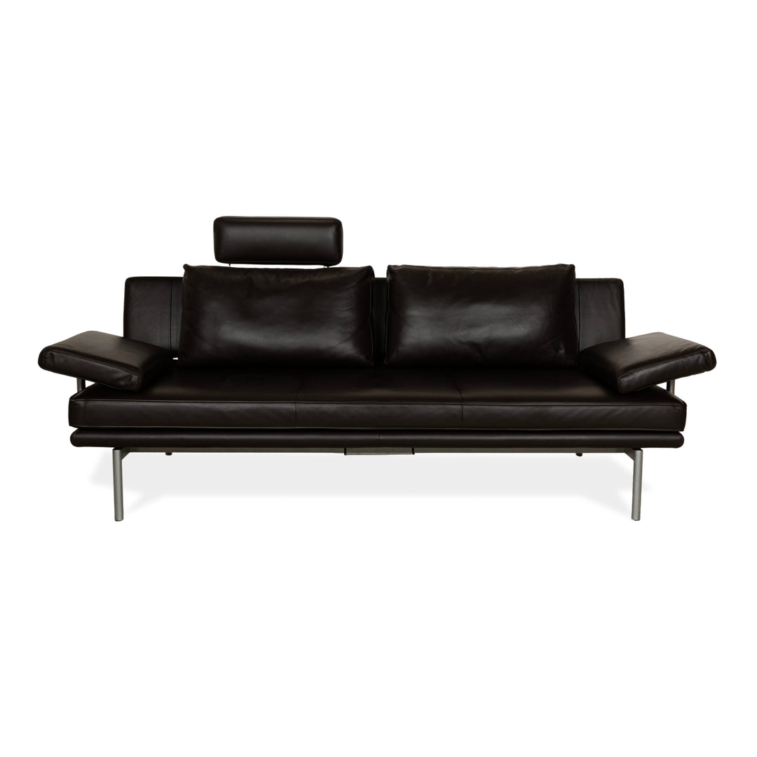 Walter Knoll Living Platform Leather Three-Seater Brown Sofa Couch