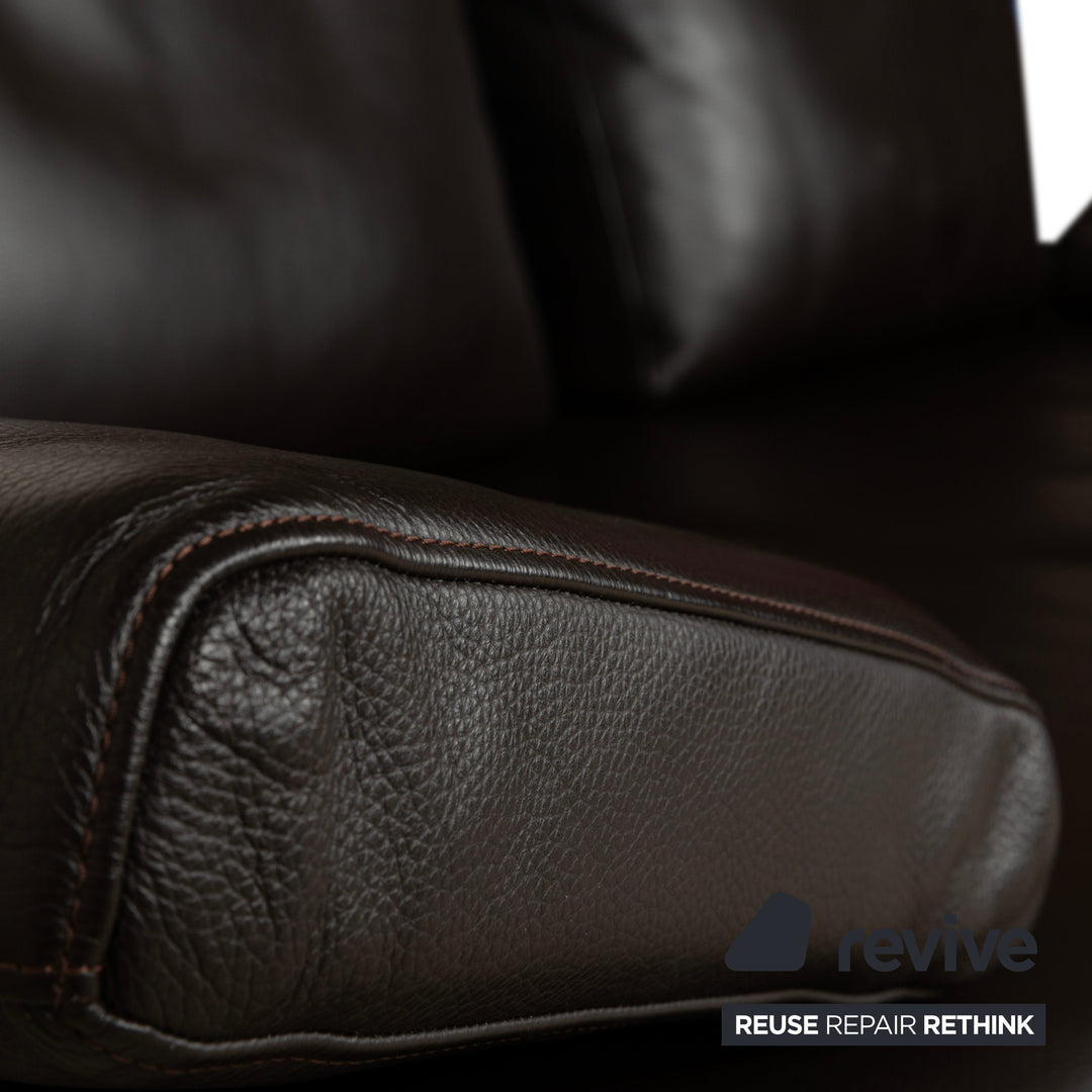 Walter Knoll Living Platform Leather Three-Seater Brown Sofa Couch