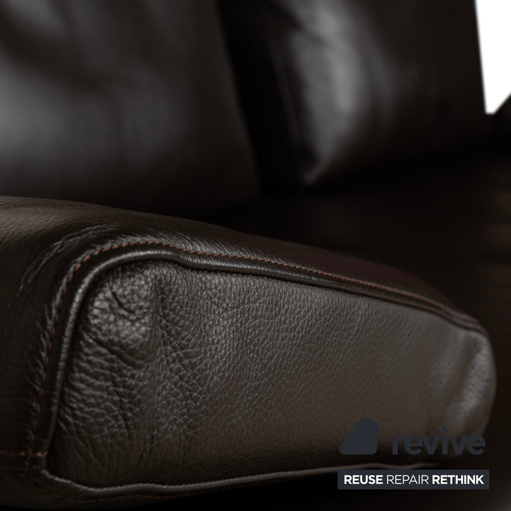 Walter Knoll Living Platform Leather Three-Seater Brown Sofa Couch