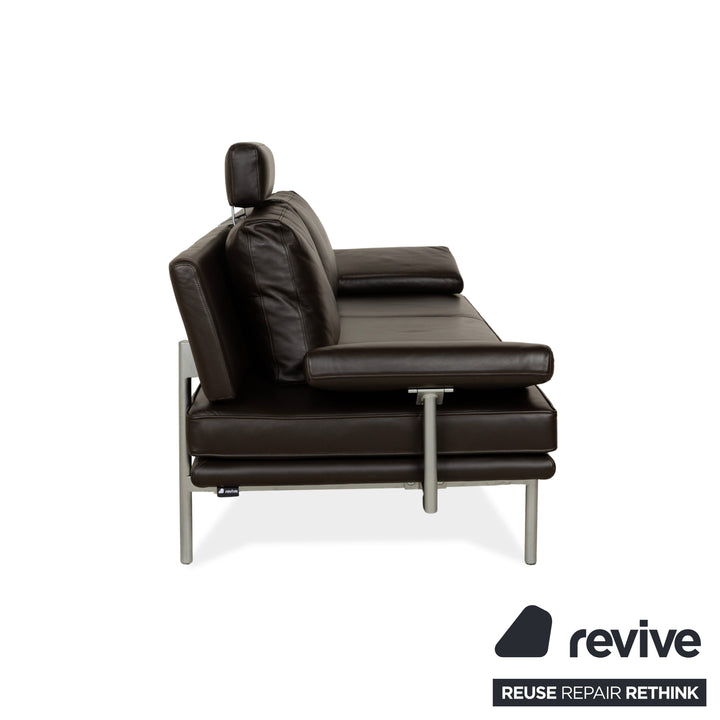 Walter Knoll Living Platform Leather Three-Seater Brown Sofa Couch