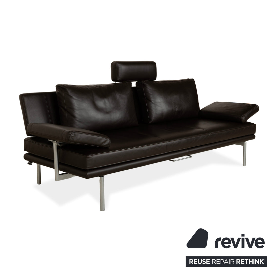 Walter Knoll Living Platform Leather Three-Seater Brown Sofa Couch