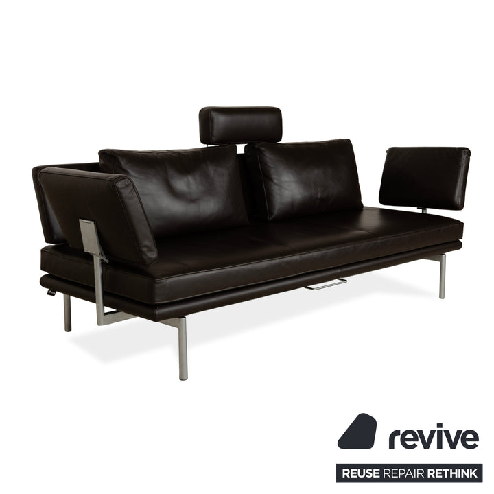 Walter Knoll Living Platform Leather Three-Seater Brown Sofa Couch