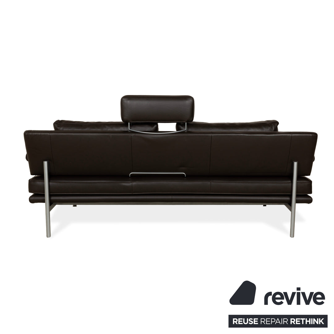 Walter Knoll Living Platform Leather Three-Seater Brown Sofa Couch