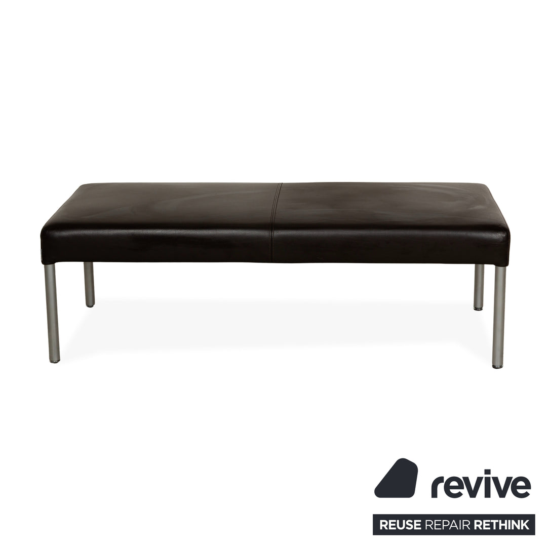 Walter Knoll Living Plattform Leder Dreisitzer Sofa Couch + Hocker Braun