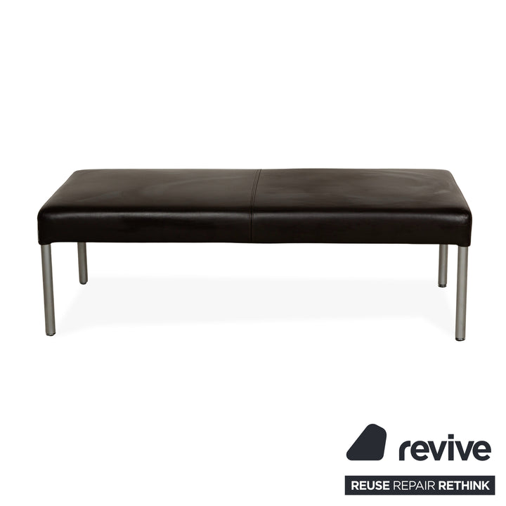 Walter Knoll Living Plattform Leder Dreisitzer Sofa Couch + Hocker Braun