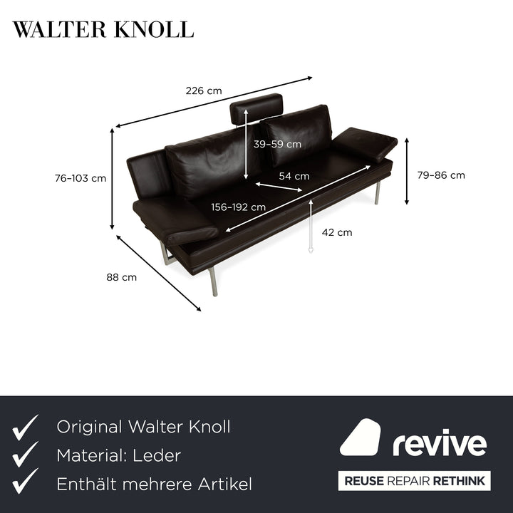 Canapé trois places en cuir Walter Knoll Living Platform + tabouret marron